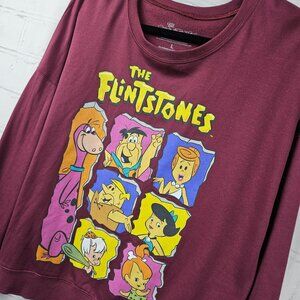 Flintstones Sweatshirt Womens L Unisex All Gender Fleese Pullover Long Sleeve